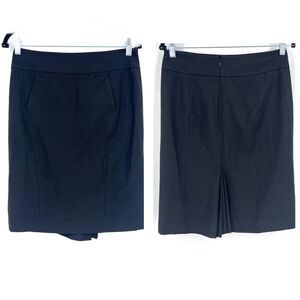 Ann Taylor LOFT Women's Pencil Straight Skirt Mini Zip Pleated Black Size 2